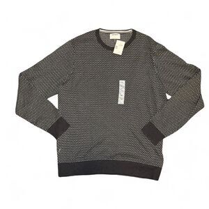 Old Navy Men’s Sweater XL Black White Knit Crewneck Long Sleeve Cotton Blend NWT
